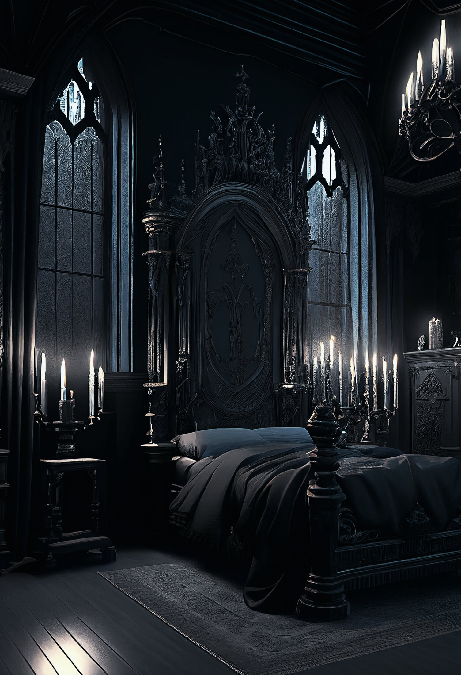 Gothic-Schlafzimmer-Kerzen-Romantik