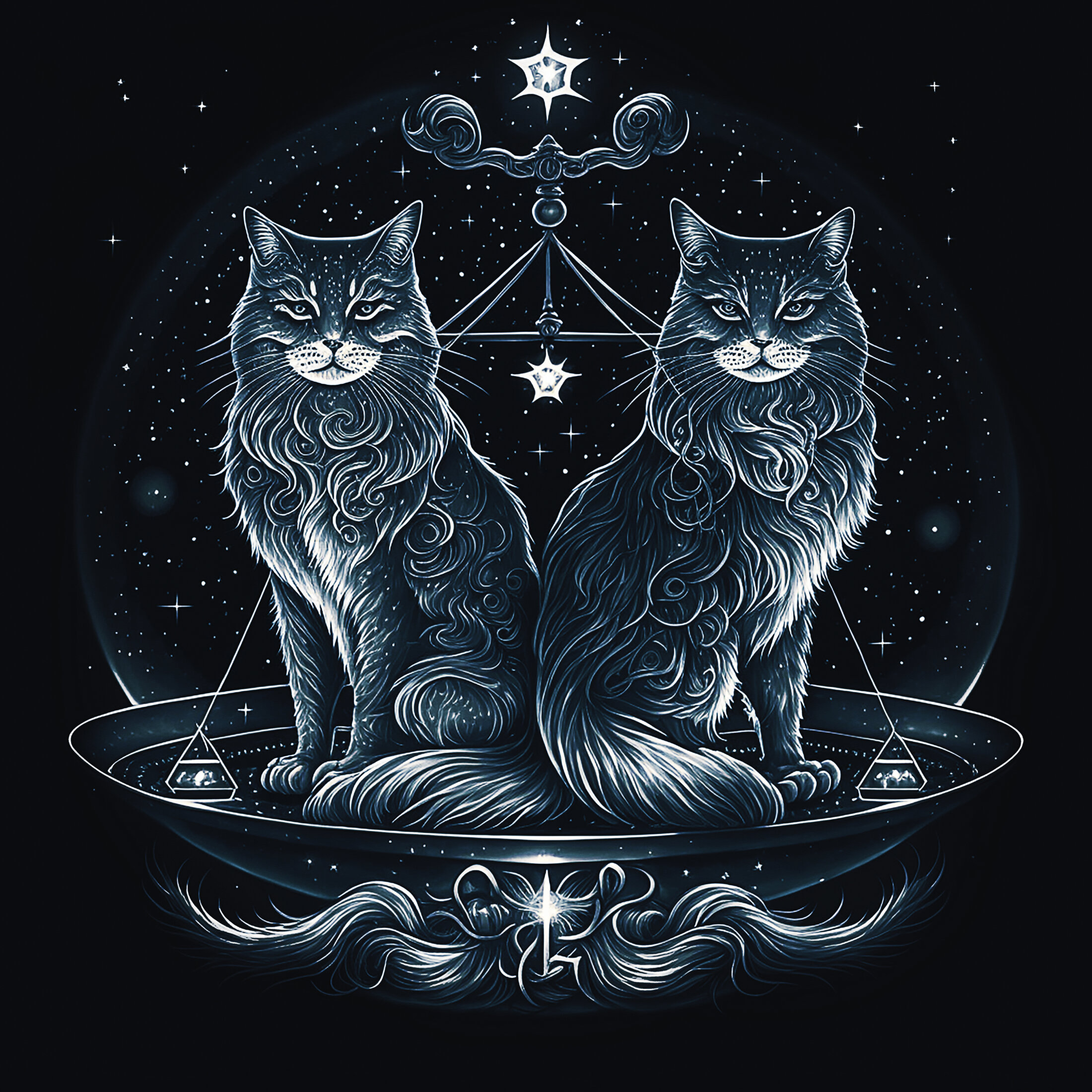 Sternzeichen-Zwillinge-mit-Symbol-Katzen