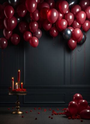 Wand mit Luftballons rot und schwarz