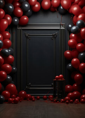 Hintergrund Raum mit Rahmen aus Lufballons rot schwarz