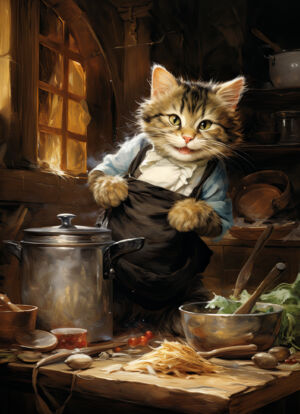 Katze mit Spaß als Koch