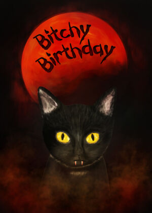 Creepy-Black-Cat - Happy Birthday