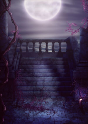 Fantasie Gothischer Balkon im Mondlicht