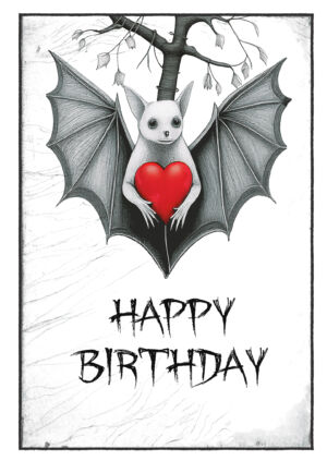 Goth Karte Geburtstag Fledermaus Herz Kostenlos