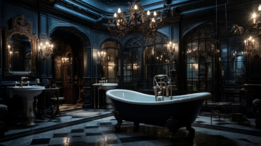 Goth Fantasie Inneneinrichtung - Luxus Bad mit allem drum und dran