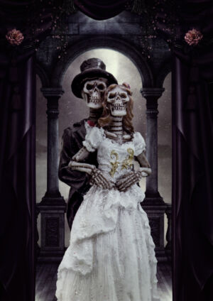 Gothic Hochzeit mit Skeletten