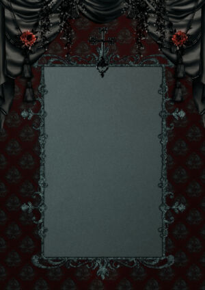 Gothic-Rahmen-mit-Vorhang-und-Blumen-dunkel