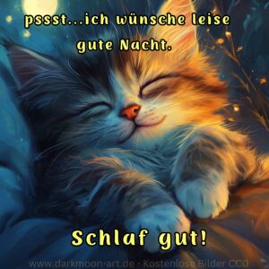 Sußer süße schlafende Katze wünsche eine gute Nacht