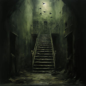 Hintergrundbild Dark-Art Treppe Im Hinterhof