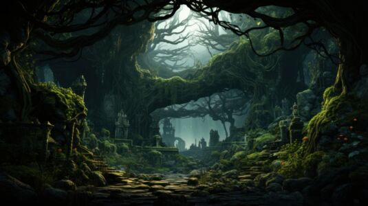Hintergrundbild Mystischer Waldweg