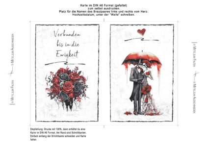 Kostenlose Goth Hochzeitskarte Selbst Ausdrucken A6 Faltkarte