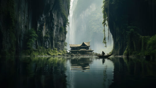 Mystische Landschaft Asiatisch Hintergrund 