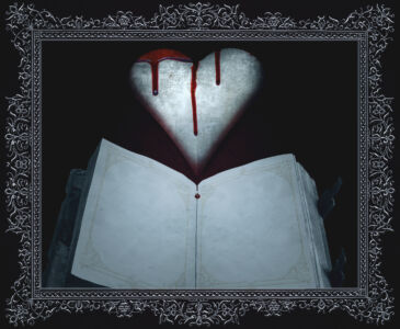 Rahmen-Herz-Buch-Blut-Gothic-Hintergrund-Schreiben