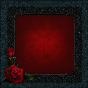 Romantischer-Gothic-Hintergrund-mit-roten-Rosen-und-Rahmen