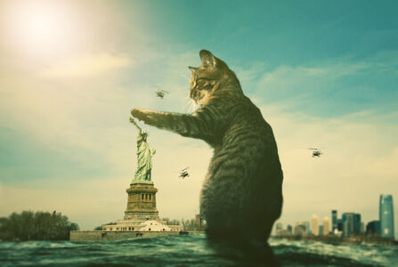 Riesen-Katze an der Freiheitsstatue