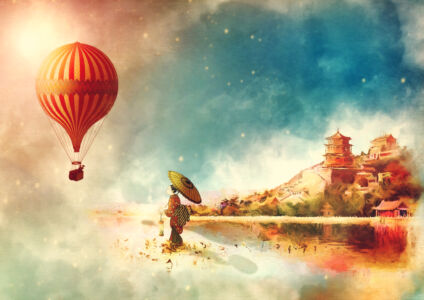 Vintage-Fantasy-Mix-Media-Heissluftballon-China