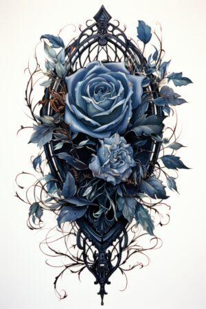 Goth Illustration Alchemie Rosen blau