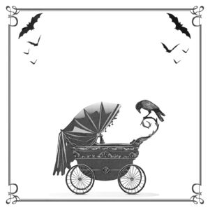 Goth Karte zur Geburt mit Rabe und Fledermaus