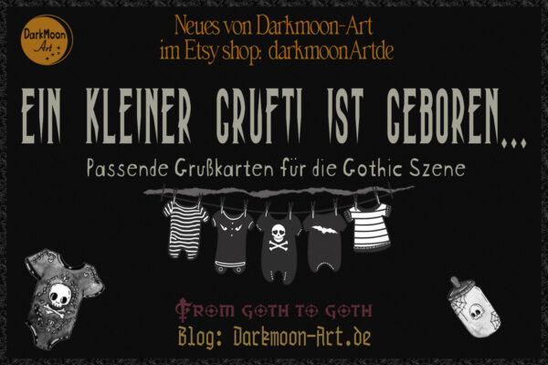 Ein Grufti Baby ist geboren – Neue Grußkarten zur Geburt für die Gothic Szene