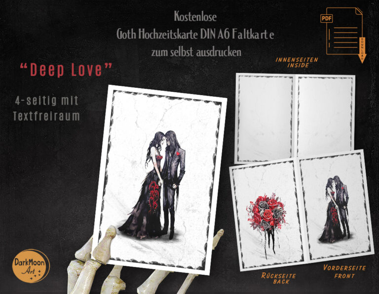Goth Hochzeit stilechte Karten zum selbst ausdrucken DarkmoonArt